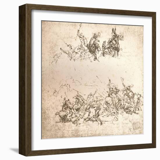 Study for the cartoon of the Battle of Anghiari, c1472-c1505 (1883)-Leonardo Da Vinci-Framed Giclee Print