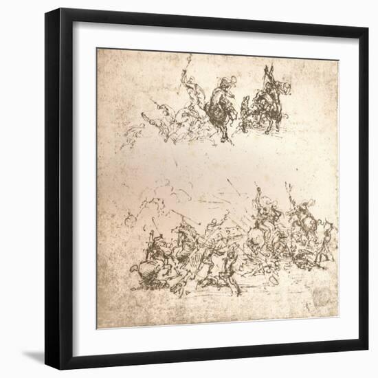 Study for the cartoon of the Battle of Anghiari, c1472-c1505 (1883)-Leonardo Da Vinci-Framed Giclee Print