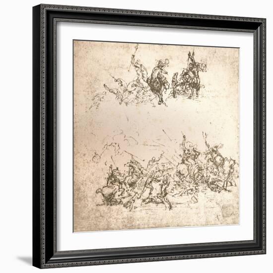 Study for the cartoon of the Battle of Anghiari, c1472-c1505 (1883)-Leonardo Da Vinci-Framed Giclee Print