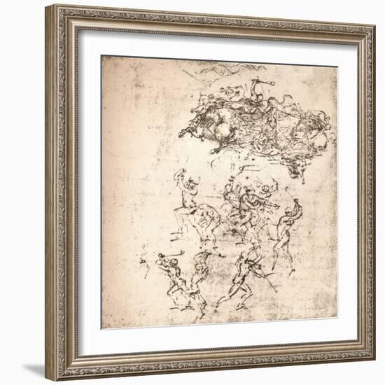 Study for the cartoon of the Battle of Anghiari, c1472-c1505 (1883)-Leonardo Da Vinci-Framed Giclee Print