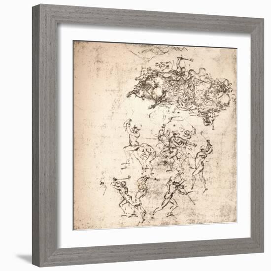 Study for the cartoon of the Battle of Anghiari, c1472-c1505 (1883)-Leonardo Da Vinci-Framed Giclee Print