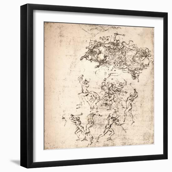 Study for the cartoon of the Battle of Anghiari, c1472-c1505 (1883)-Leonardo Da Vinci-Framed Giclee Print