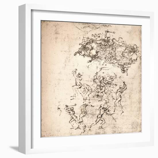 Study for the cartoon of the Battle of Anghiari, c1472-c1505 (1883)-Leonardo Da Vinci-Framed Giclee Print