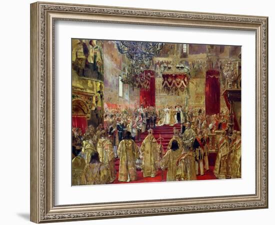 Study for the Coronation of Tsar Nicholas II (1868-1918) and Tsarina Alexandra (1872-1918)-Henri Gervex-Framed Giclee Print