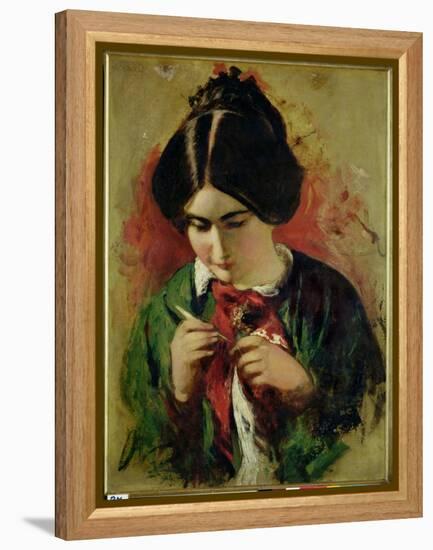 Study for the Crochet Worker, Miss Mary Ann Purdon-William Etty-Framed Premier Image Canvas