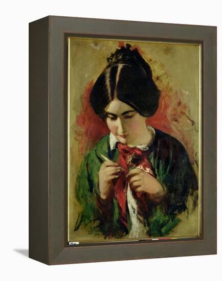 Study for the Crochet Worker, Miss Mary Ann Purdon-William Etty-Framed Premier Image Canvas