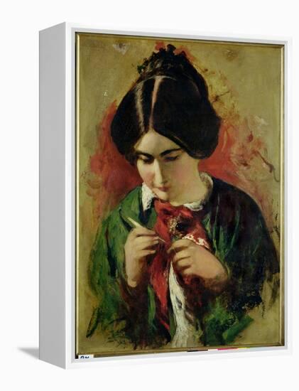 Study for the Crochet Worker, Miss Mary Ann Purdon-William Etty-Framed Premier Image Canvas
