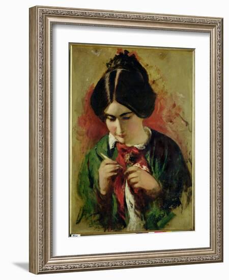 Study for the Crochet Worker, Miss Mary Ann Purdon-William Etty-Framed Giclee Print