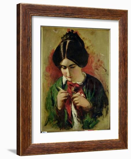 Study for the Crochet Worker, Miss Mary Ann Purdon-William Etty-Framed Giclee Print