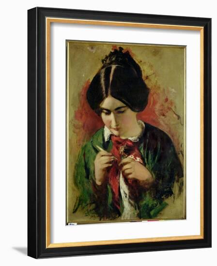 Study for the Crochet Worker, Miss Mary Ann Purdon-William Etty-Framed Giclee Print