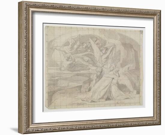 Study for the Death of Moses, 1851 (Pen & Ink, Wash, Pencil and Gouache on Paper) (See 225068)-Alexandre Cabanel-Framed Giclee Print