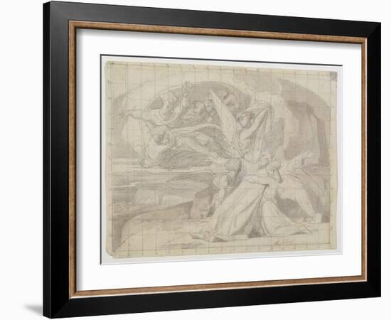 Study for the Death of Moses, 1851 (Pen & Ink, Wash, Pencil and Gouache on Paper) (See 225068)-Alexandre Cabanel-Framed Giclee Print