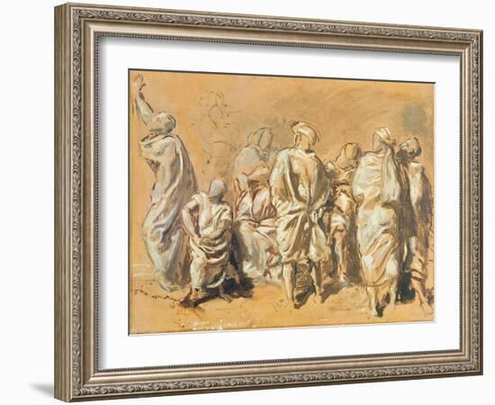 Study for the Descent from the Cross for the Church of Saint-Philippe-Du-Roule: the Jews (Oil on Ca-Theodore Chasseriau-Framed Giclee Print