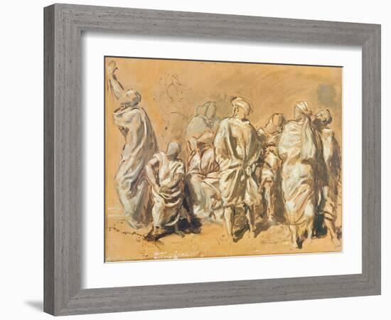 Study for the Descent from the Cross for the Church of Saint-Philippe-Du-Roule: the Jews (Oil on Ca-Theodore Chasseriau-Framed Giclee Print