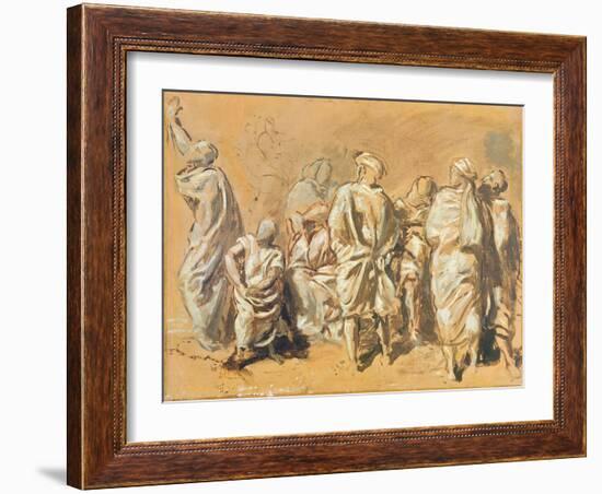 Study for the Descent from the Cross for the Church of Saint-Philippe-Du-Roule: the Jews (Oil on Ca-Theodore Chasseriau-Framed Giclee Print