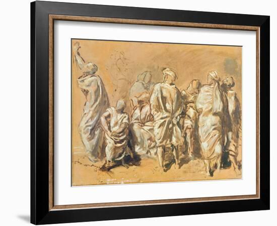 Study for the Descent from the Cross for the Church of Saint-Philippe-Du-Roule: the Jews (Oil on Ca-Theodore Chasseriau-Framed Giclee Print