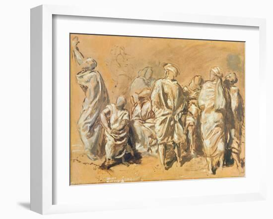 Study for the Descent from the Cross for the Church of Saint-Philippe-Du-Roule: the Jews (Oil on Ca-Theodore Chasseriau-Framed Giclee Print