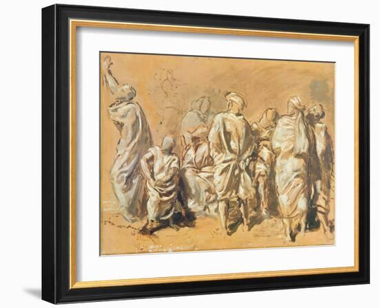 Study for the Descent from the Cross for the Church of Saint-Philippe-Du-Roule: the Jews (Oil on Ca-Theodore Chasseriau-Framed Giclee Print