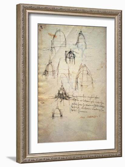 Study for the Dome of the Cathedral of Milan, the Code Trivulzianus, 1478-1490-Leonardo da Vinci-Framed Giclee Print