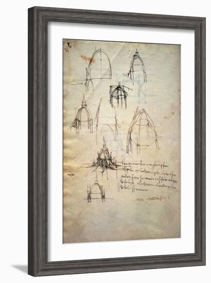 Study for the Dome of the Cathedral of Milan, the Code Trivulzianus, 1478-1490-Leonardo da Vinci-Framed Giclee Print