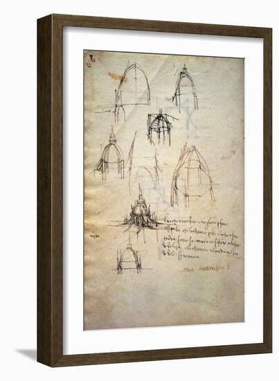 Study for the Dome of the Cathedral of Milan, the Code Trivulzianus, 1478-1490-Leonardo da Vinci-Framed Giclee Print