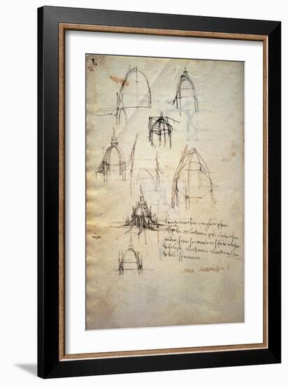 Study for the Dome of the Cathedral of Milan, the Code Trivulzianus, 1478-1490-Leonardo da Vinci-Framed Giclee Print