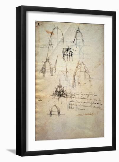 Study for the Dome of the Cathedral of Milan, the Code Trivulzianus, 1478-1490-Leonardo da Vinci-Framed Giclee Print