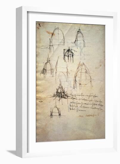 Study for the Dome of the Cathedral of Milan, the Code Trivulzianus, 1478-1490-Leonardo da Vinci-Framed Giclee Print