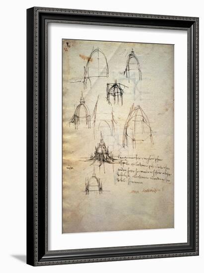 Study for the Dome of the Cathedral of Milan, the Code Trivulzianus, 1478-1490-Leonardo da Vinci-Framed Giclee Print