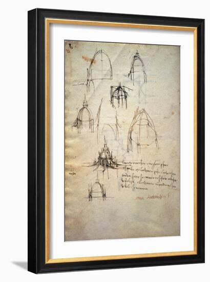 Study for the Dome of the Cathedral of Milan, the Code Trivulzianus, 1478-1490-Leonardo da Vinci-Framed Giclee Print