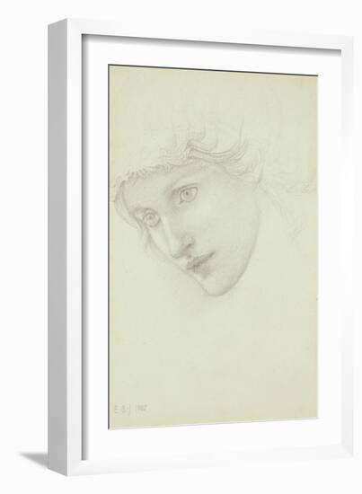 Study for the Head of a Mermaid, 1885 (Pencil on Paper)-Edward Coley Burne-Jones-Framed Giclee Print