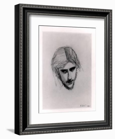 Study for the Head of Ferdinand for 'Ferdinand Lured by Ariel', 1849 (Graphite on Paper)-John Everett Millais-Framed Giclee Print