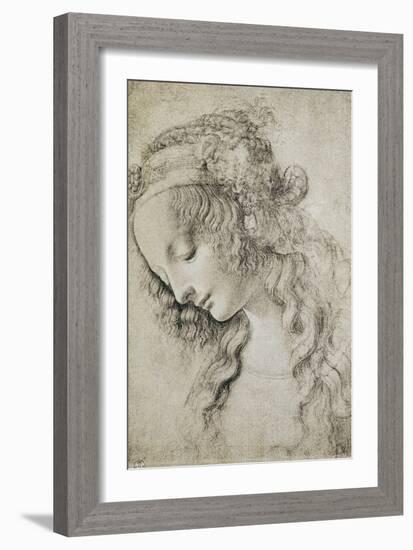 Study for the Head of Mary Magdalene-Leonardo da Vinci-Framed Giclee Print