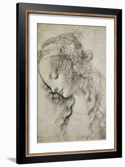 Study for the Head of Mary Magdalene-Leonardo da Vinci-Framed Giclee Print