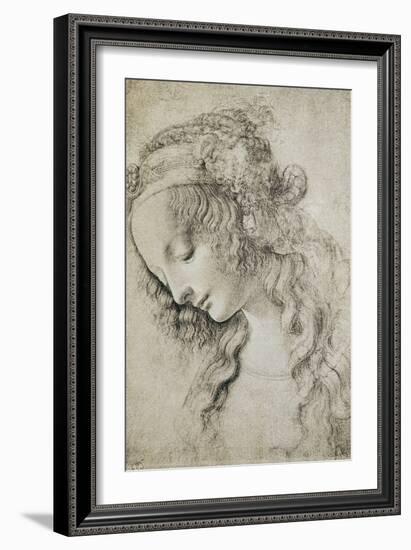 Study for the Head of Mary Magdalene-Leonardo da Vinci-Framed Giclee Print