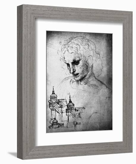 Study for the Head of St James and an Architectural Drawing, 15th Century-Leonardo da Vinci-Framed Giclee Print