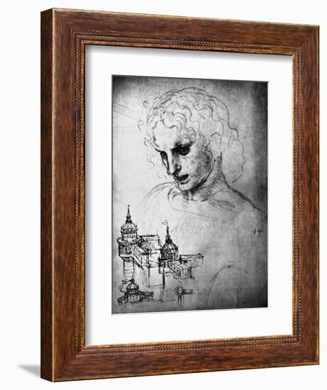 Study for the Head of St James and an Architectural Drawing, 15th Century-Leonardo da Vinci-Framed Giclee Print