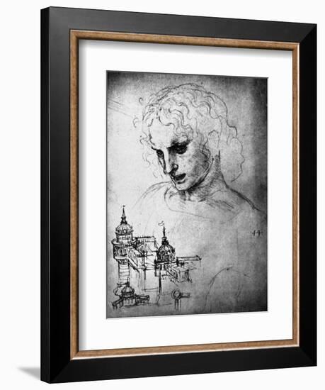 Study for the Head of St James and an Architectural Drawing, 15th Century-Leonardo da Vinci-Framed Giclee Print