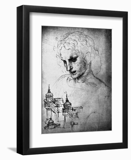 Study for the Head of St James and an Architectural Drawing, 15th Century-Leonardo da Vinci-Framed Giclee Print