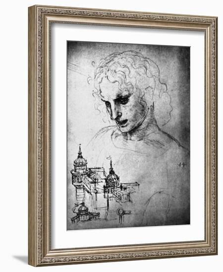 Study for the Head of St James and an Architectural Drawing, 15th Century-Leonardo da Vinci-Framed Giclee Print