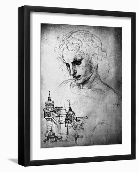 Study for the Head of St James and an Architectural Drawing, 15th Century-Leonardo da Vinci-Framed Giclee Print