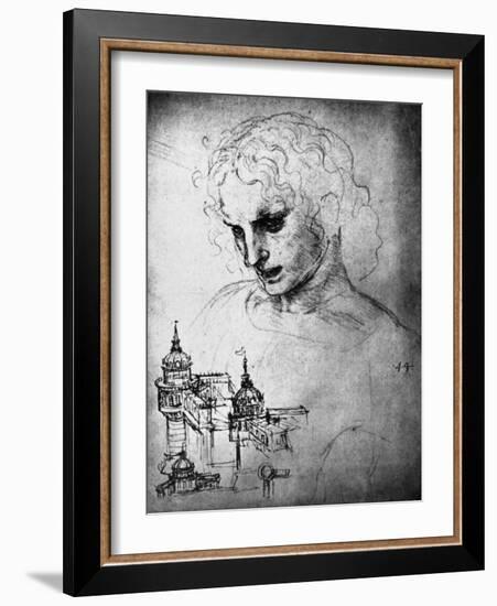 Study for the Head of St James and an Architectural Drawing, 15th Century-Leonardo da Vinci-Framed Giclee Print