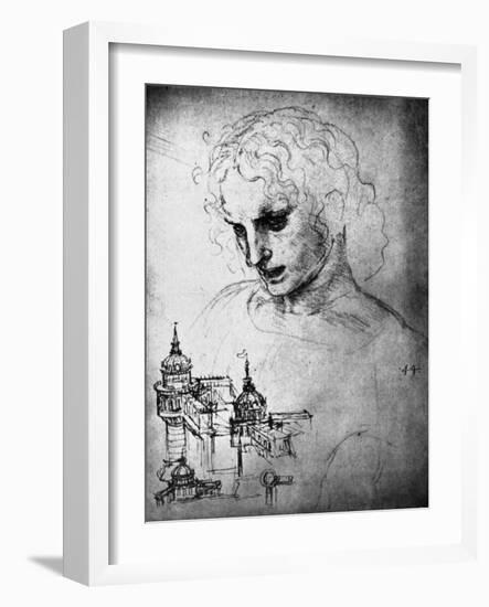 Study for the Head of St James and an Architectural Drawing, 15th Century-Leonardo da Vinci-Framed Giclee Print