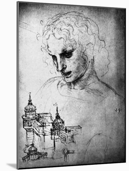 Study for the Head of St James and an Architectural Drawing, 15th Century-Leonardo da Vinci-Mounted Giclee Print