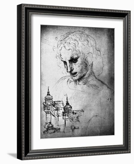 Study for the Head of St James and an Architectural Drawing, 15th Century-Leonardo da Vinci-Framed Giclee Print