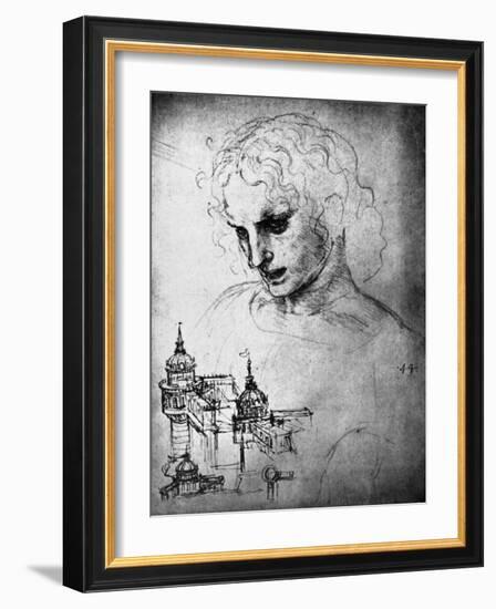 Study for the Head of St James and an Architectural Drawing, 15th Century-Leonardo da Vinci-Framed Giclee Print