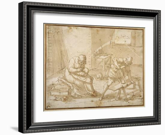 Study for the Holy Family in the Carpenter's Shop-Luca Cambiaso-Framed Giclee Print