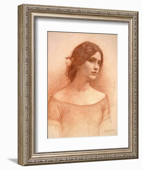 Study for 'The Lady Clare', C.1900 (Red Chalk on Paper) (See 55018)-John William Waterhouse-Framed Premium Giclee Print