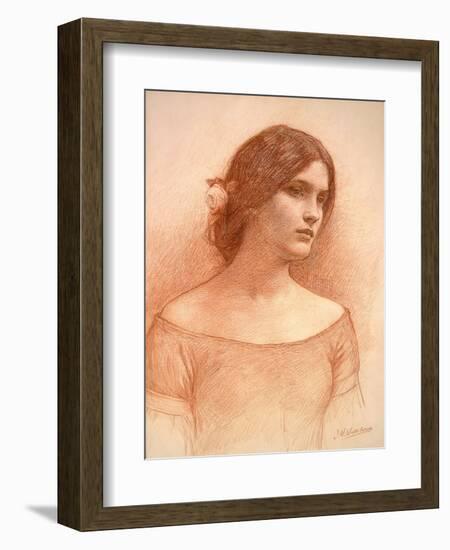 Study for 'The Lady Clare', C.1900 (Red Chalk on Paper) (See 55018)-John William Waterhouse-Framed Premium Giclee Print