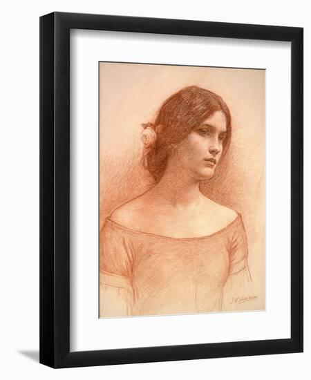 Study for 'The Lady Clare', C.1900 (Red Chalk on Paper) (See 55018)-John William Waterhouse-Framed Premium Giclee Print